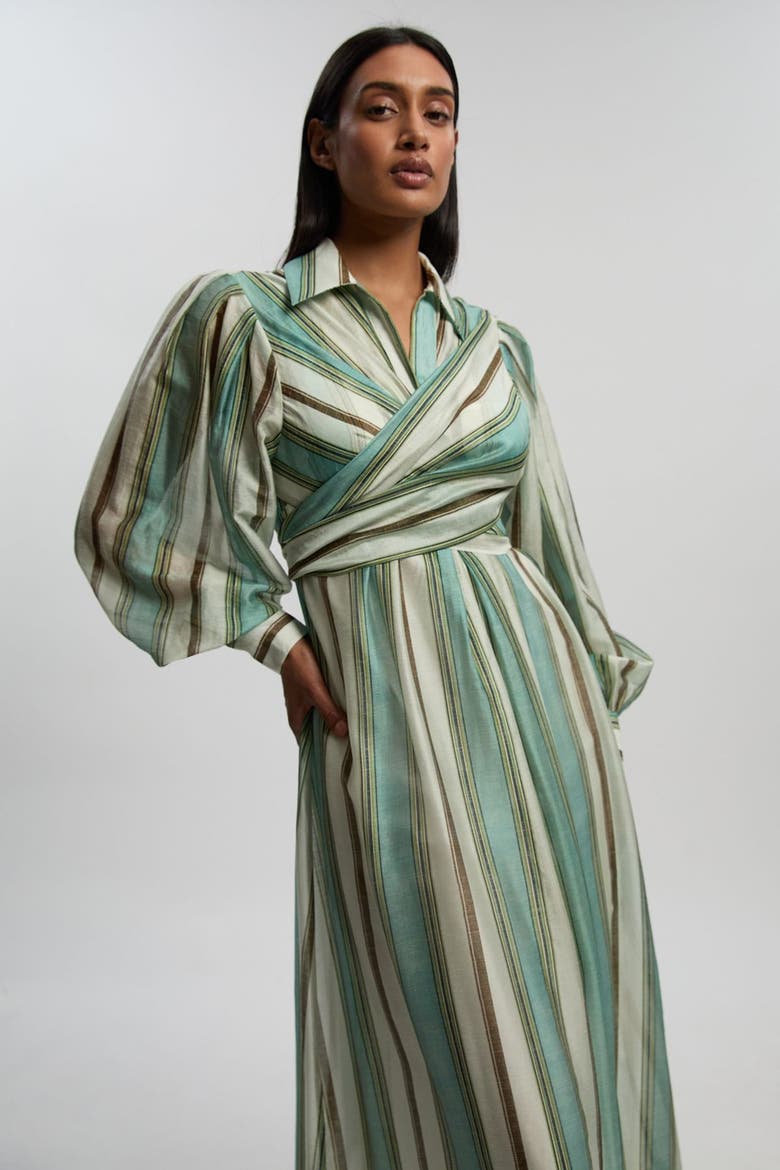 Stripe Organdie Wrap Shirt Dress, Alternate, color, Stripe