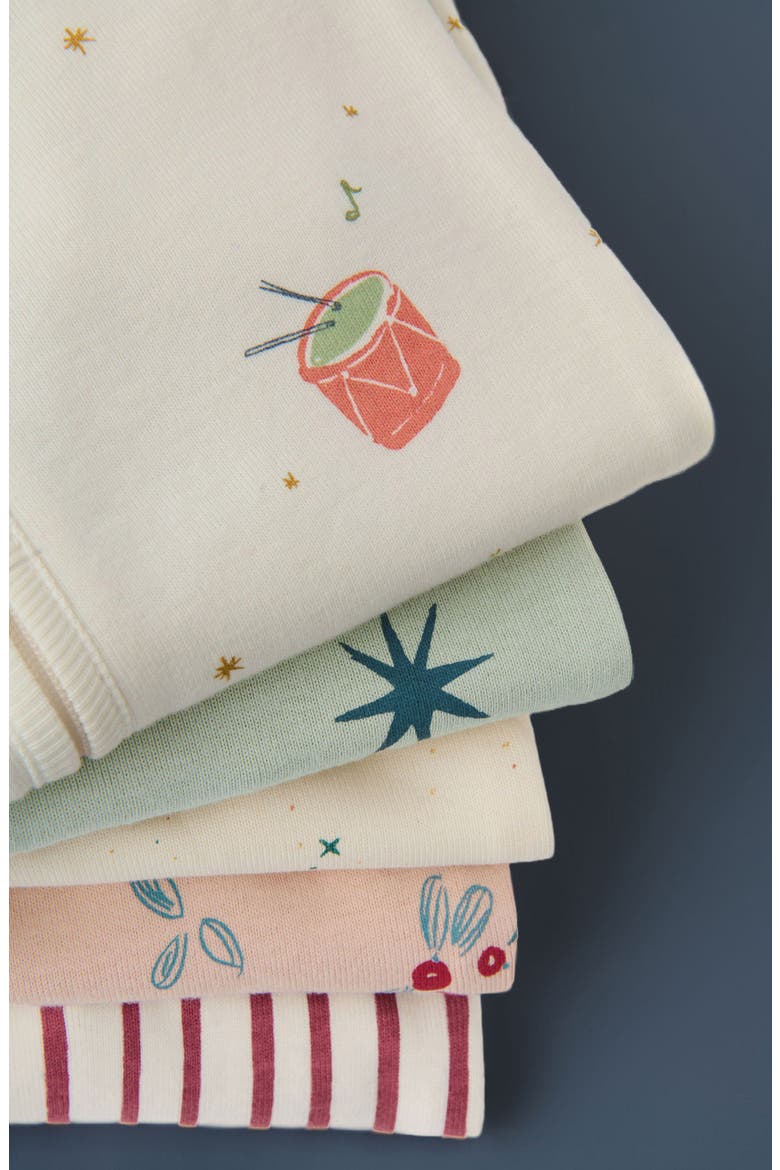 Print Organic Cotton Rib Footie, Alternate, color, BERRY LANE