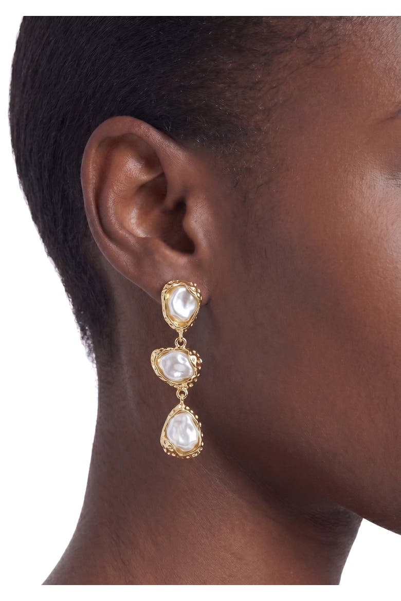 Aiza Organic Pearl Drop Earrings, Alternate, color, Gold