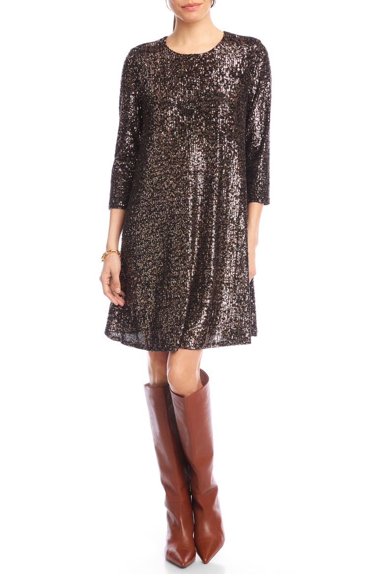 Sequin Swing Dress, Main, color, BROWN