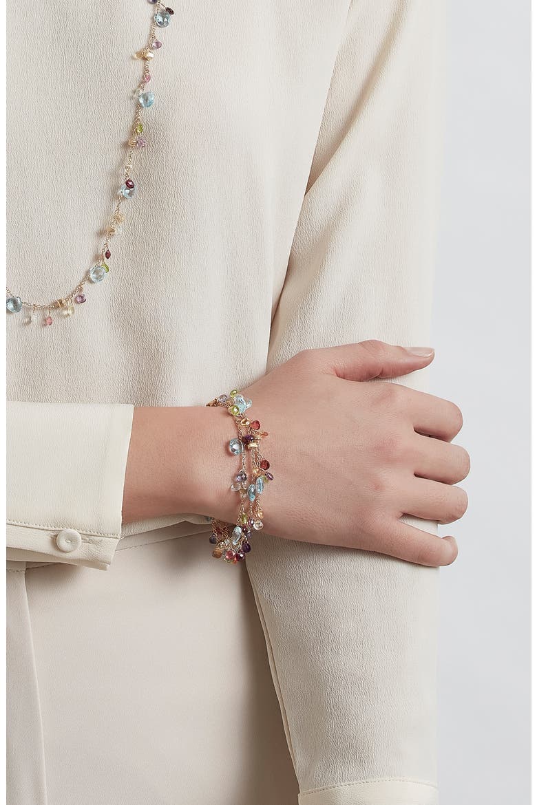Paradise 18K Yellow Gold Blue Topaz & Mixed Semiprecious Stones Triple Strand Bracelet, Alternate, color, YELLOW GOLD