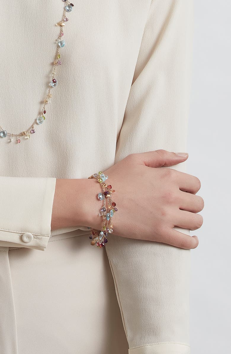 Marco Bicego Paradise 18K Yellow Gold Blue Topaz & Mixed Semiprecious Stones Triple Strand Bracelet, Alternate, color, 