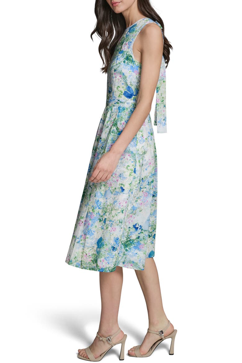 Print Tie Back Midi Dress, Alternate, color, SKY BLUE MULTI