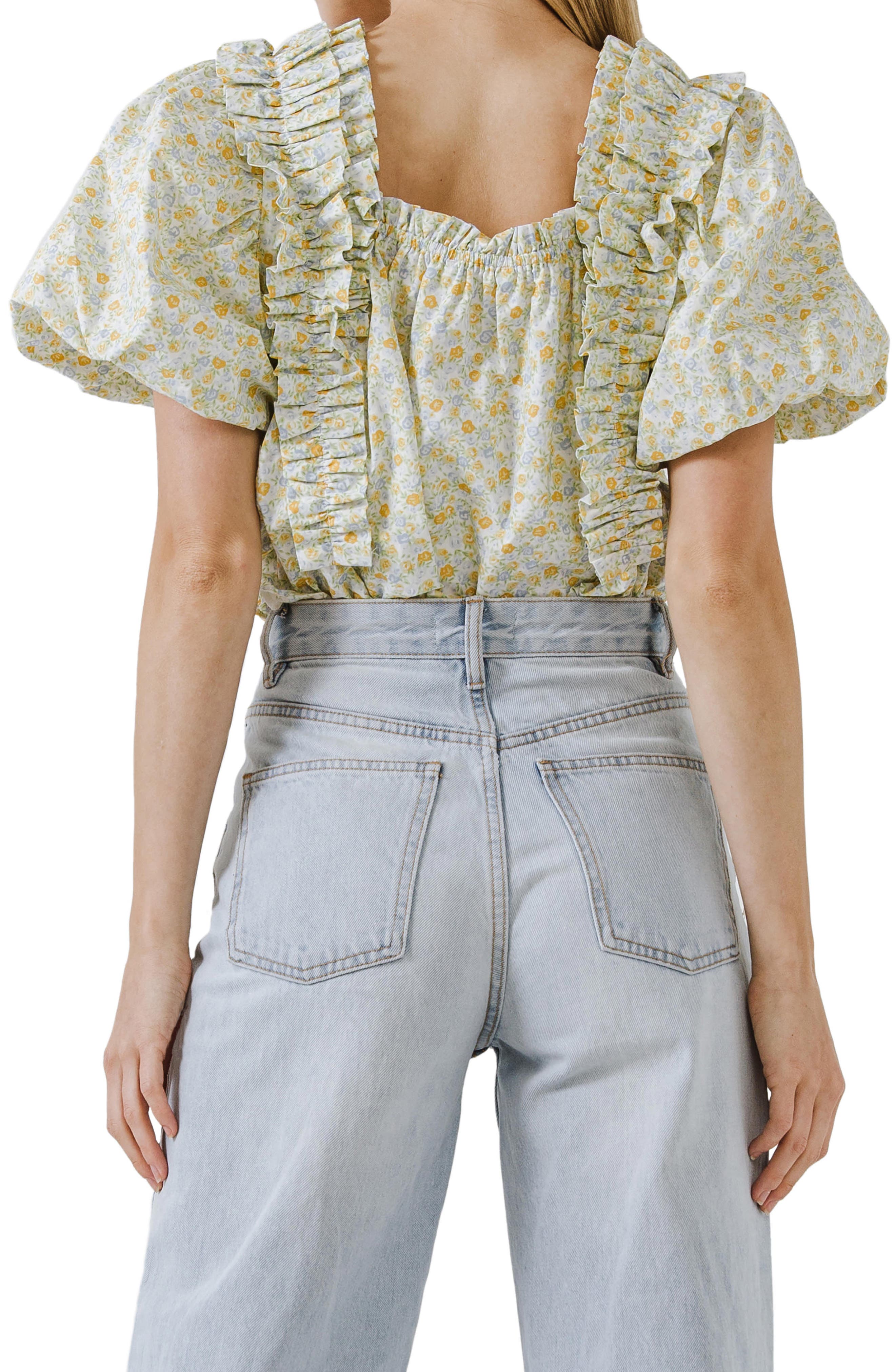 Floral Puff Sleeve Top - image 2