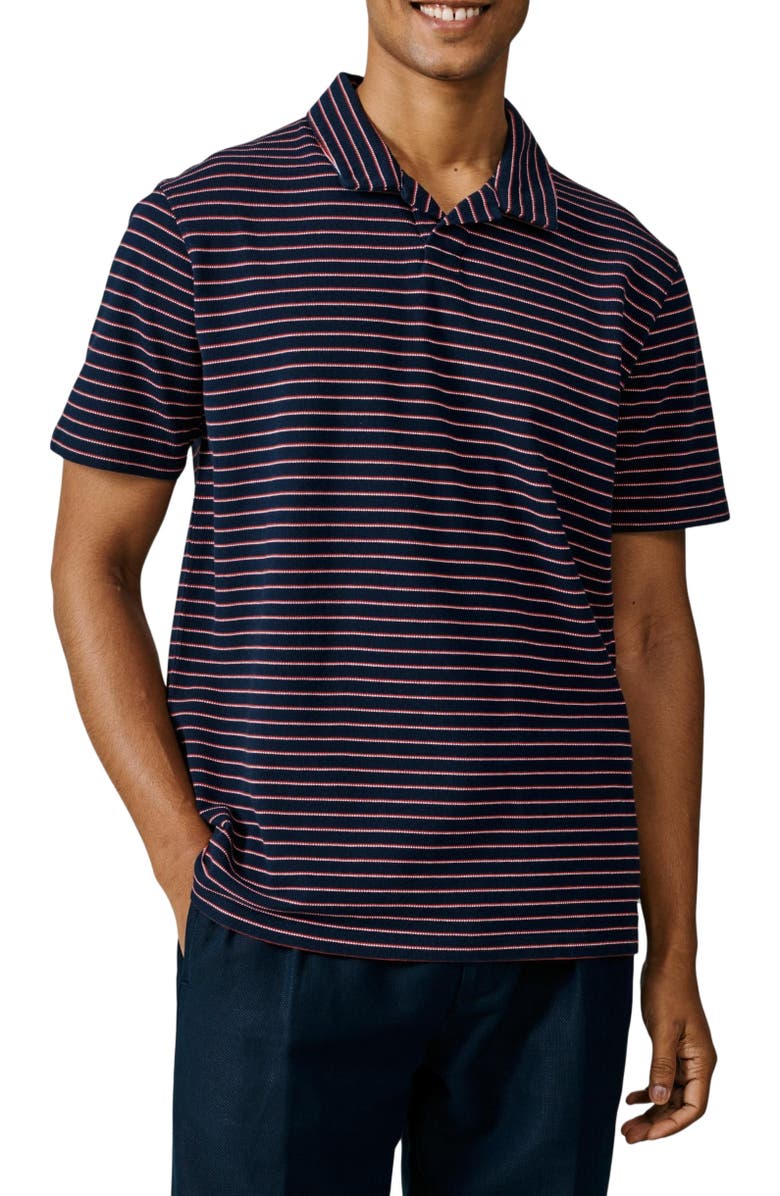 Aubin Baysdale Open Collar Polo, Alternate, color, Navy Stripe