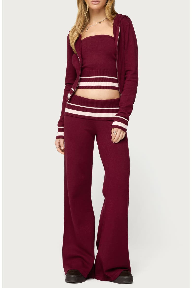Kailya Stripe Knit Strapless Top, Alternate, color, BURGUNDY