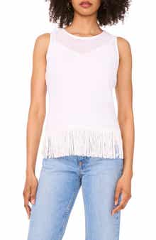 1.STATE Open Stitch Fringe Tank