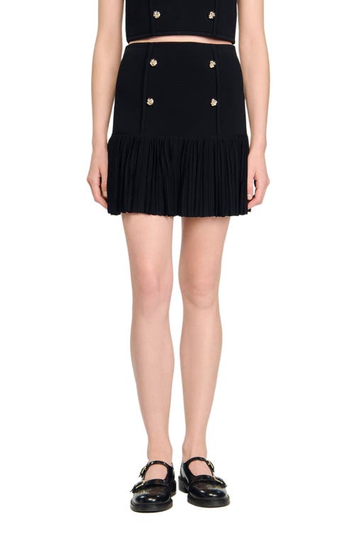 Sandro Double Breasted Ruffle Mini Skirt In Black