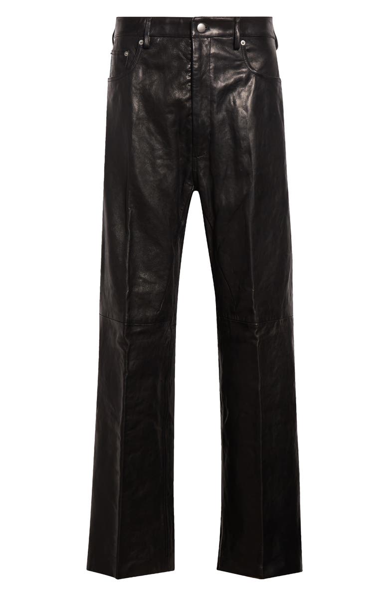 Rick Owens Geth Lambskin Leather Pants, Alternate, color, Black