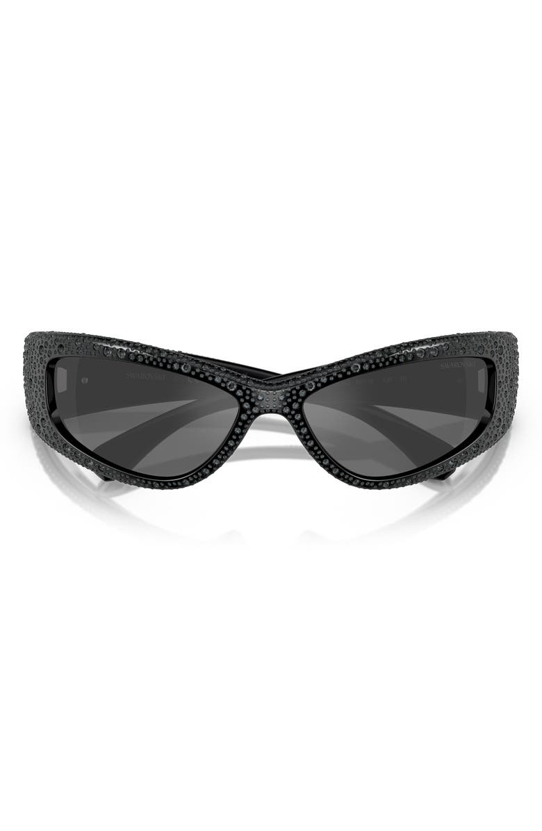 Swarovski 60mm Irregular Sunglasses, Alternate, color, Black