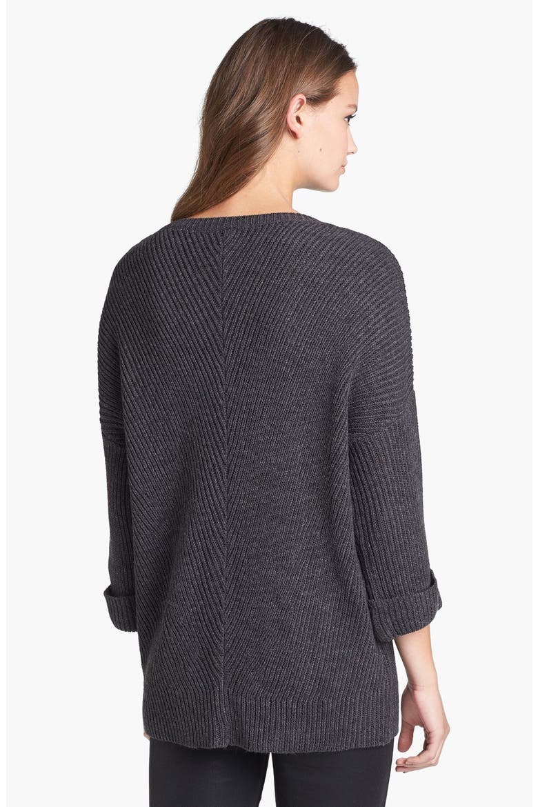 Slouchy Ribbed Tunic, Alternate, color, HEATHER CHARCOAL