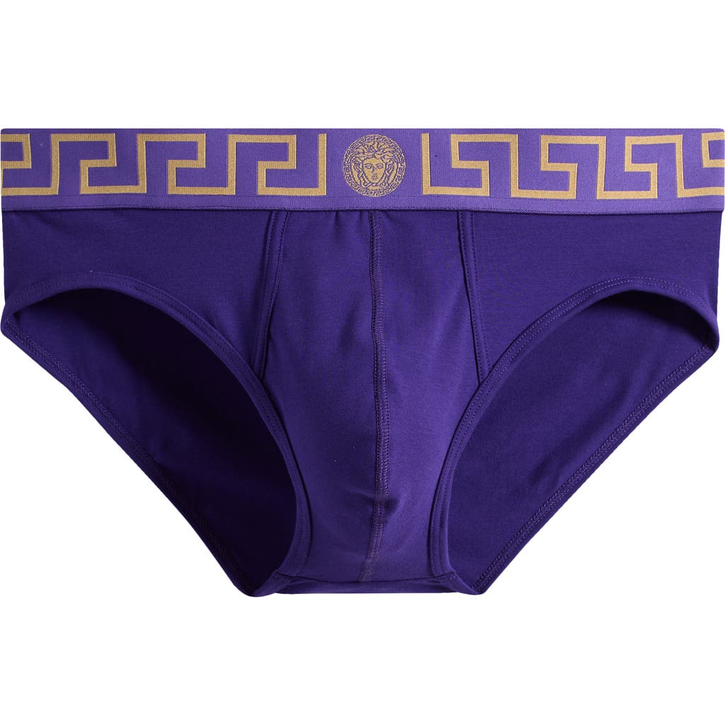 Versace Greca Border Briefs In Purple