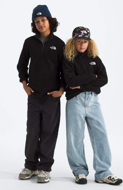 The North Face Kids' Glacier Quarter Zip Polar Fleece Sweater In Black