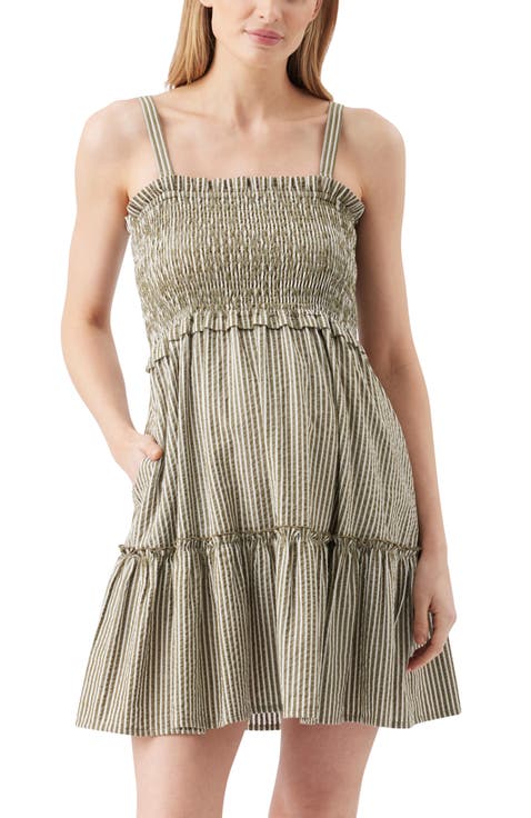 Gabby Stripe Tiered Maternity Mini Dress
