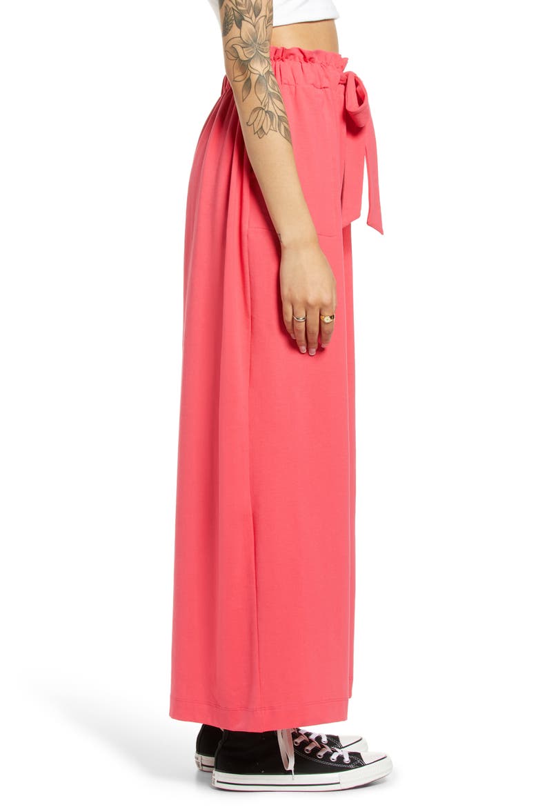 Paperbag Waist Wide Leg Pants, Alternate, color, DK CORAL