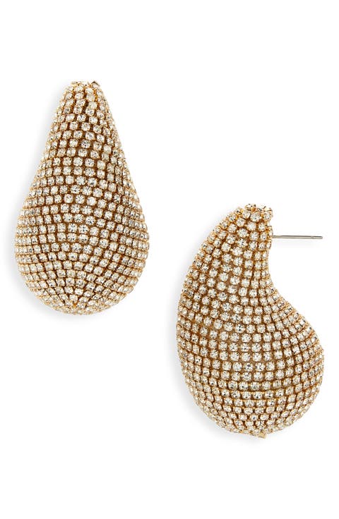 Crystal Pavè Bean Drop Earrings