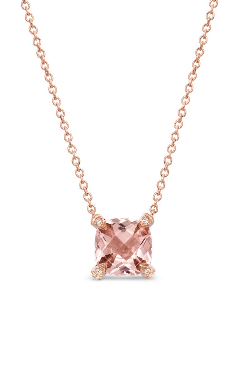 David Yurman Châtelaine<sup>®</sup> 18k Rose Gold Pendant Necklace with Diamonds, Main, color, 