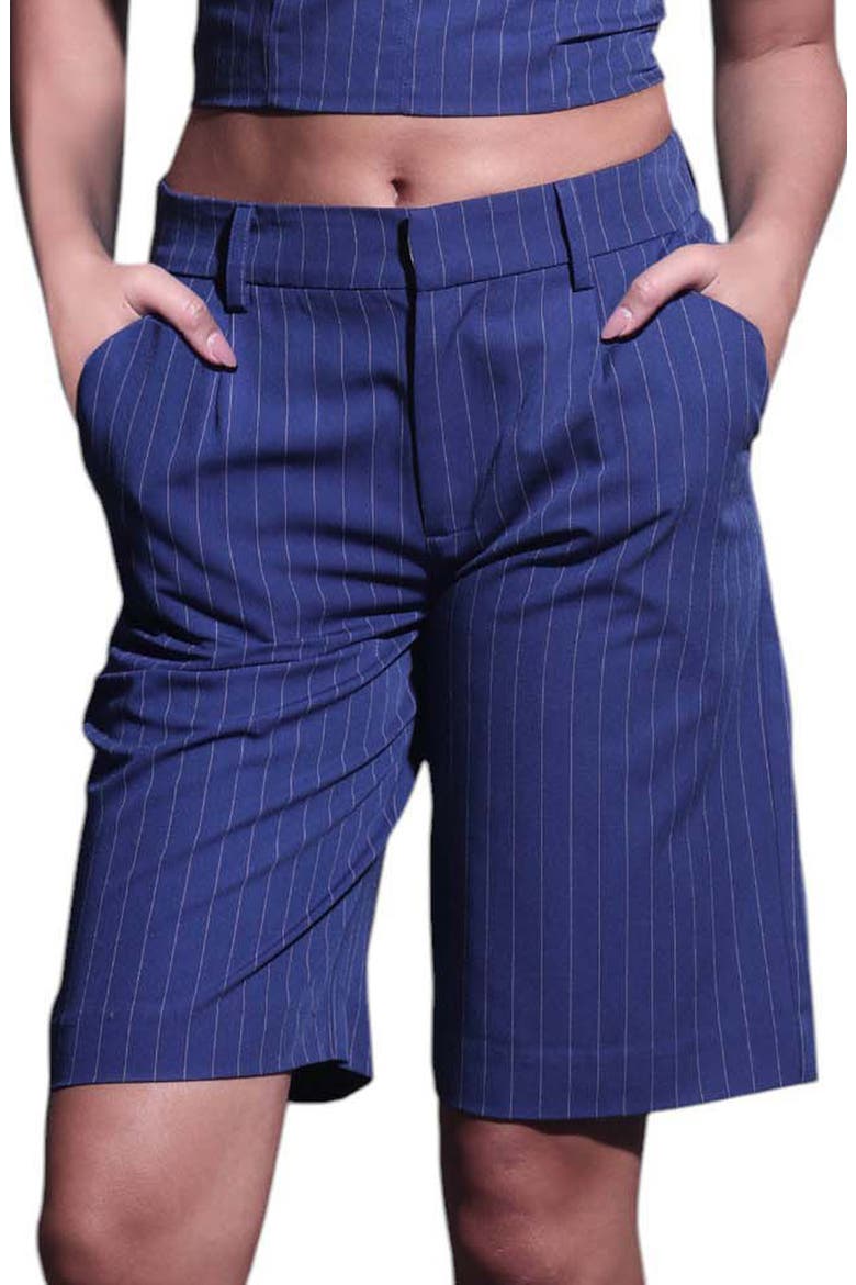 Tristain Pinstripe Bermuda Shorts, Main, color, ROYAL BLUE PIN STRIPE