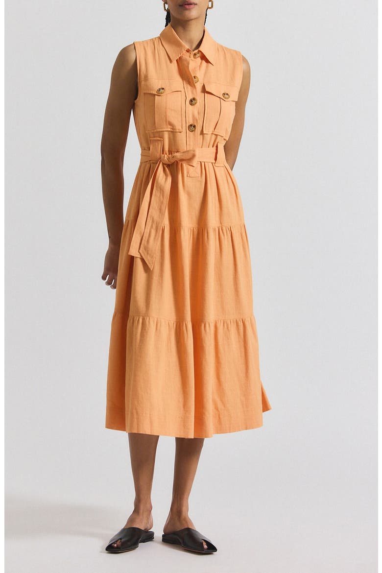 Florence Sleeveless Shirtdress, Main, color, PAPAYA