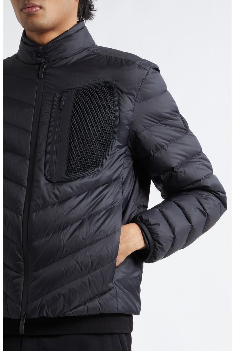 Mackinac Diagonal Quilted Down Moto Jacket, Alternate, color, BLACK
