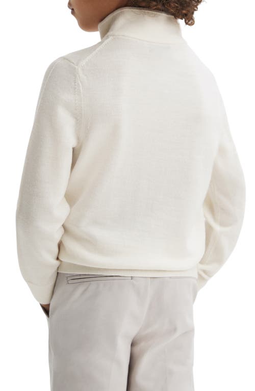Reiss Kids' Blackhall Quarter Zip Wool Sweater In White
