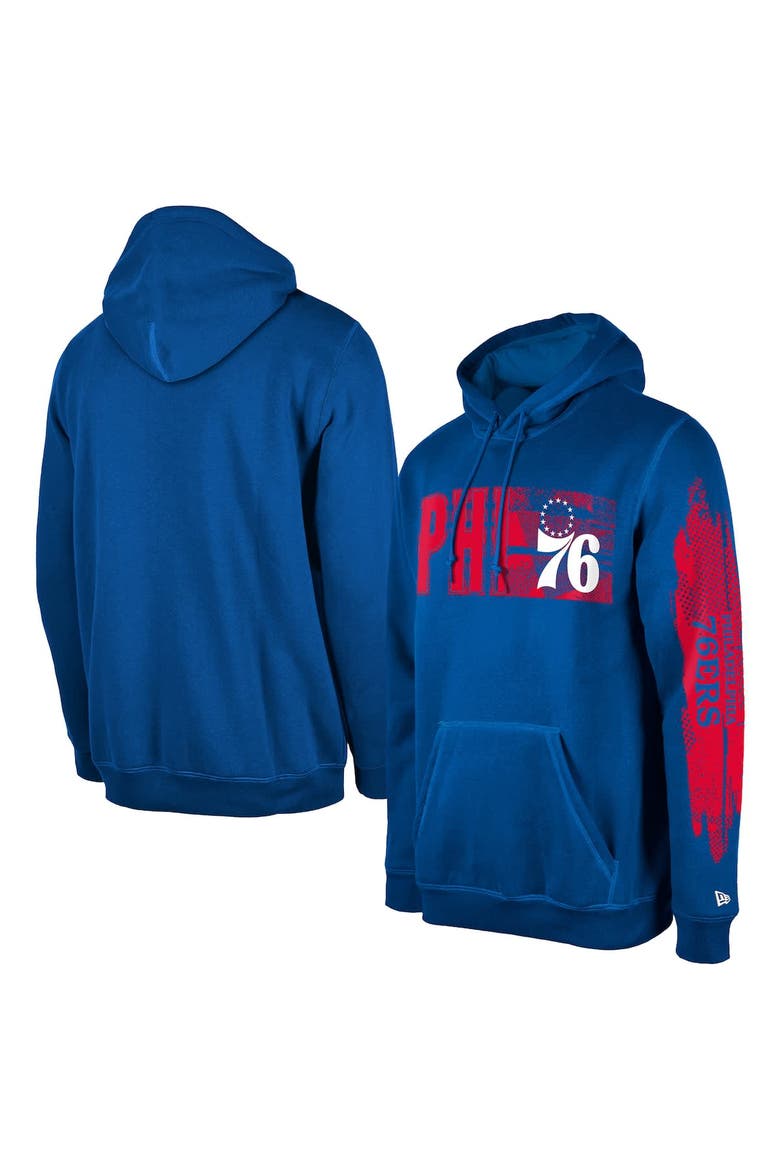 Men's New Era Philadelphia 76ers Royal Tip-Off Collection Pullover Hoodie, Alternate, color, Royal