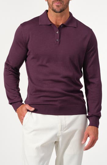 Studio Garnet Los Angeles Lightweight Merino Wool Quarter Zip Sweater In Burgundy