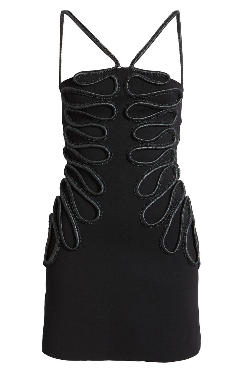 Cult Gaia Aimee Soutache Detail Knit Minidress, Alternate, color, Black