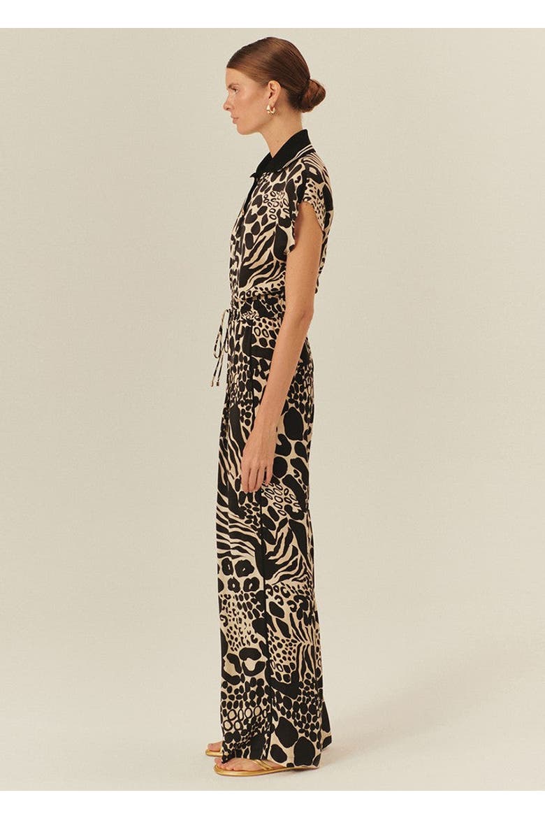 Averie Tailored Linen Palazzo Pants, Alternate, color, BLACK-BEIGE