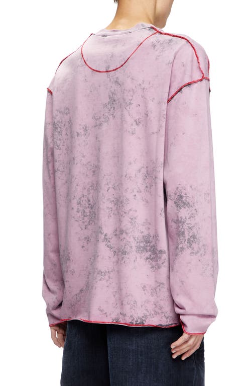 Diesel Treated Long-sleeve T-shirt In Pink