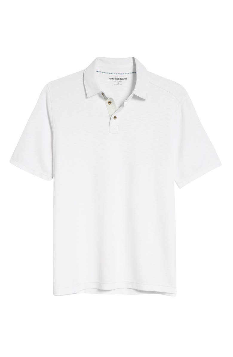 Johnston & Murphy Slub Men's Polo, Alternate, color, White