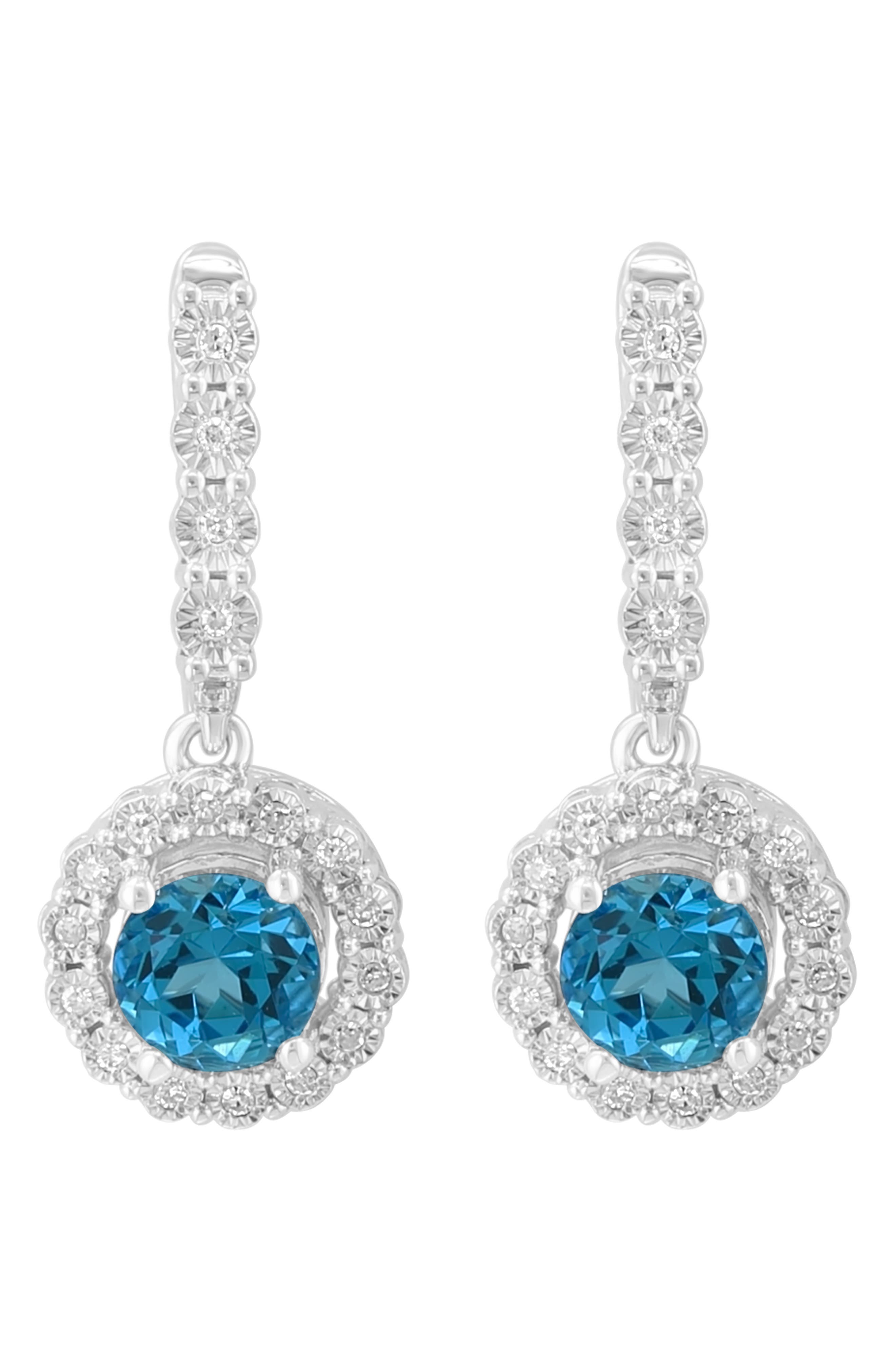 EFFY Blue Topaz & Diamond Drop Earrings