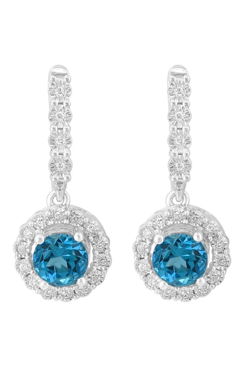 Blue Topaz & Diamond Drop Earrings, Main, color, BLUE