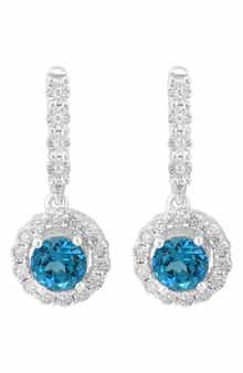 EFFY Blue Topaz & Diamond Drop Earrings