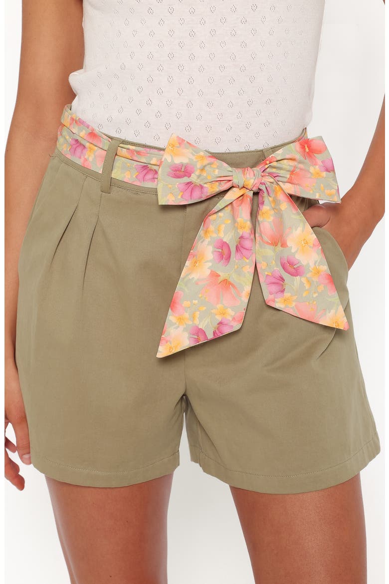 Davey Scarf Tie Shorts, Alternate, color, OLIVE GREEN