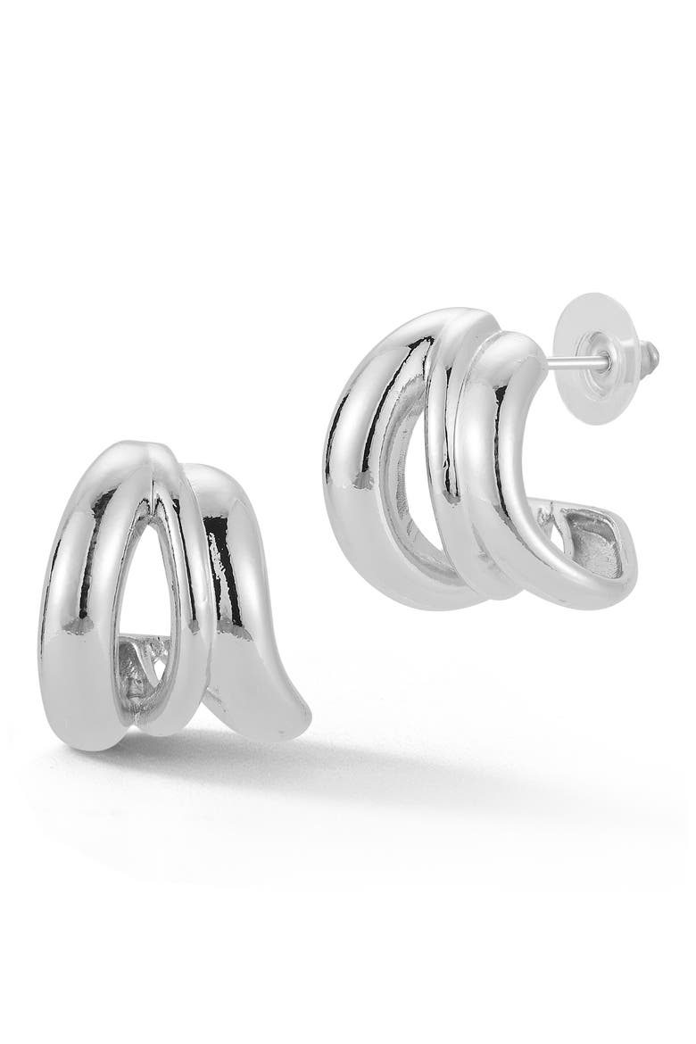 Triple Hoop Earrings, Main, color, SILVER