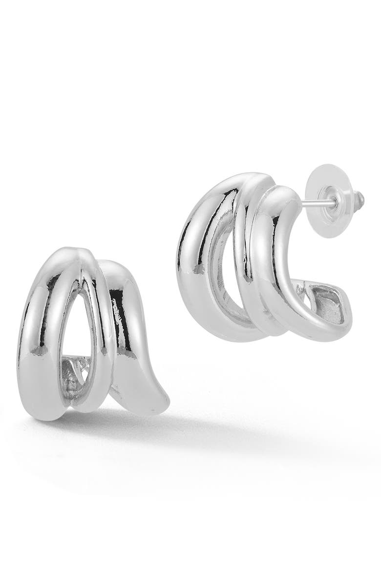 GLAZE JEWELRY Triple Hoop Earrings, Main, color, Silver