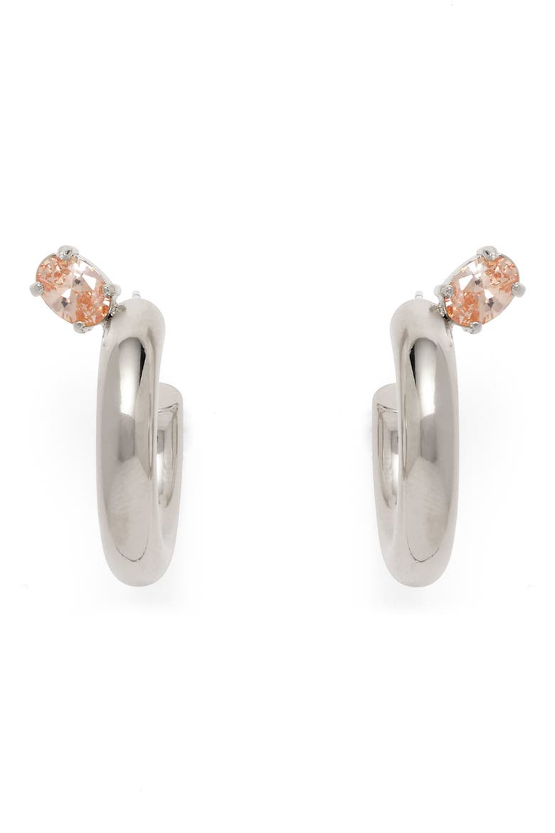 Tilt Hoop Earrings, Main, color, SILVER/ PEACH