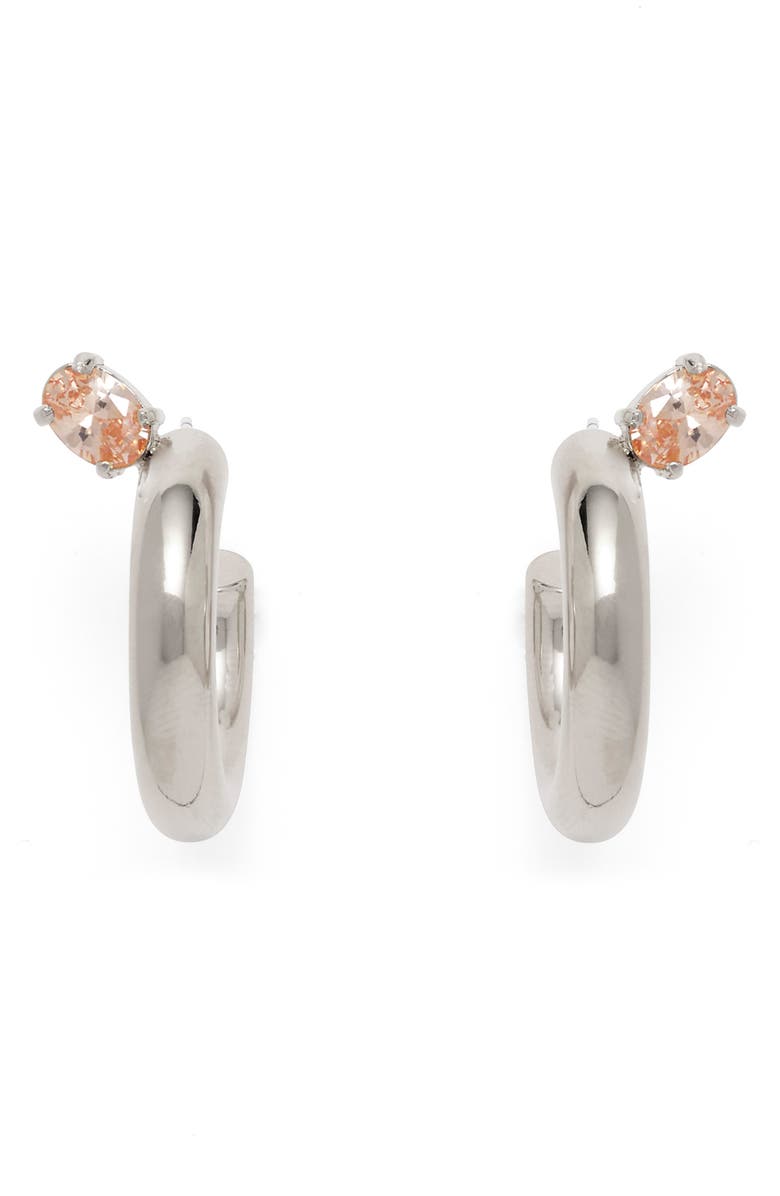 Lady Grey Tilt Hoop Earrings, Main, color, Silver/ Peach