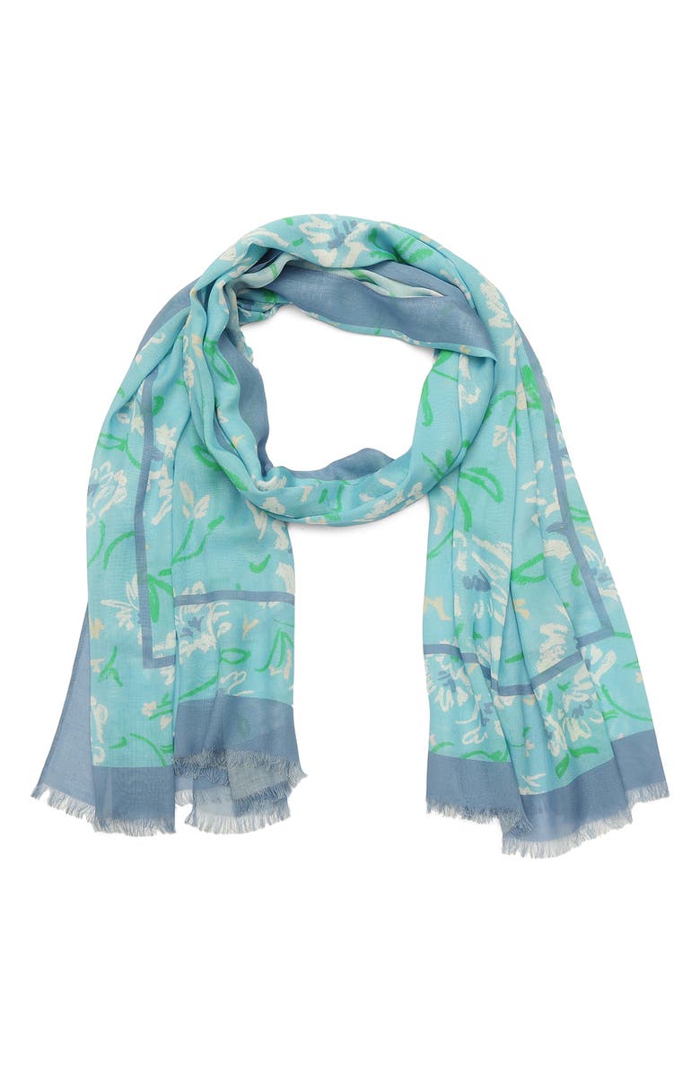 Kate Spade New York lively garden oblong scarf, Main, color, Pristine Pool