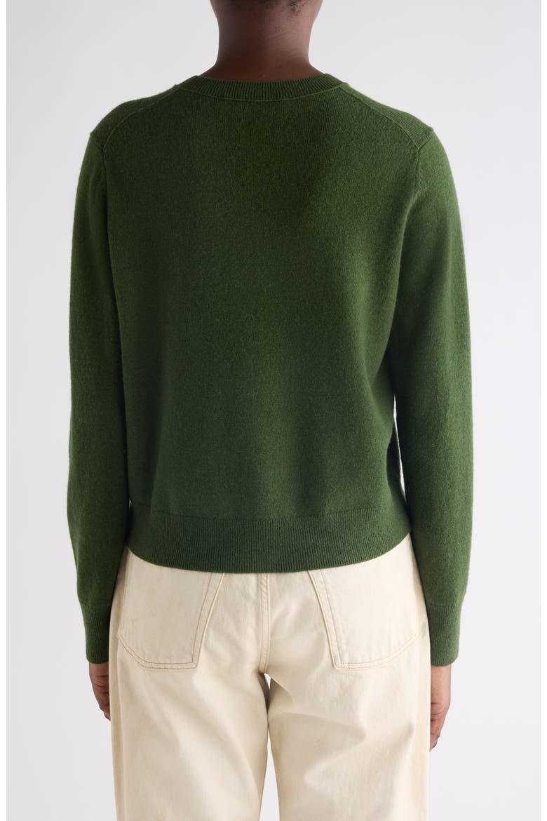 Face Patch Wool & Yak Hair Cardigan, Alternate, color, BOTTLE GREEN