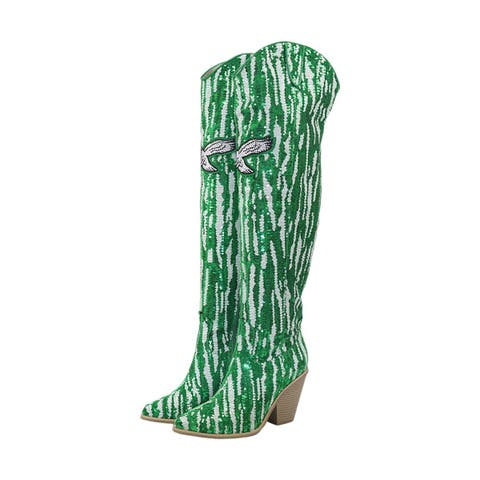 Cuce Philadelphia Eagles Over-the-Knee Two-Tone Sequin Boots