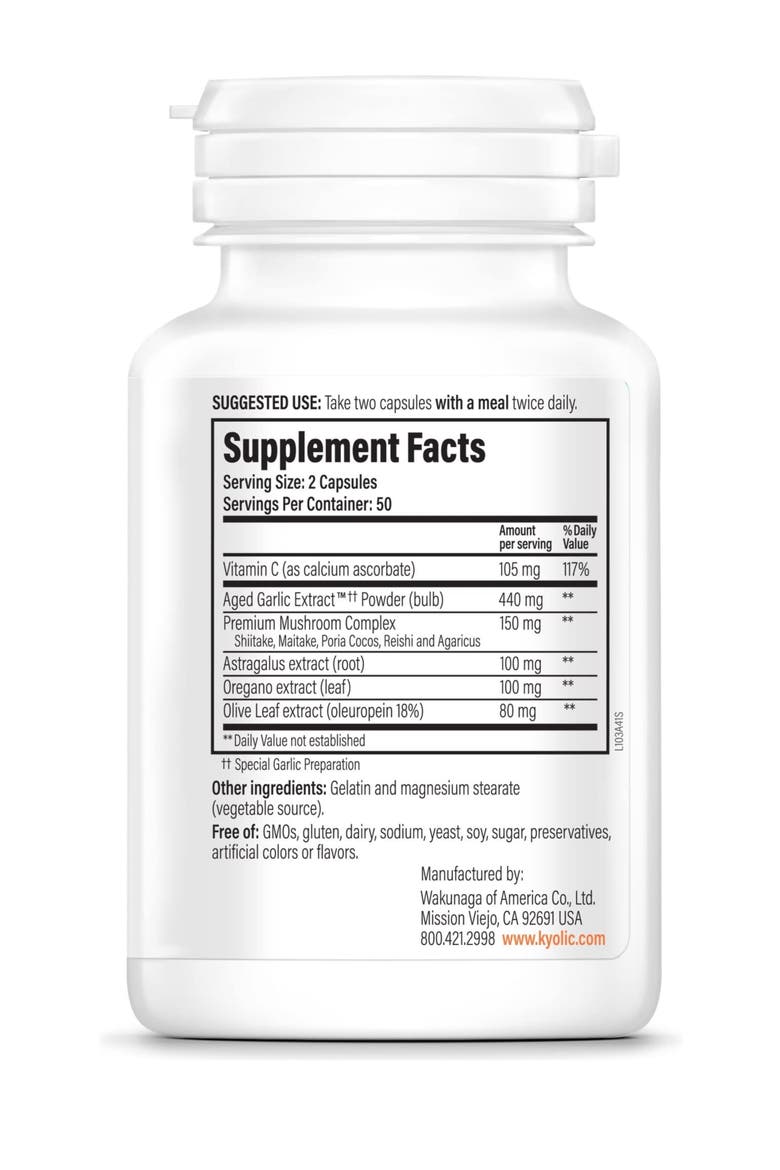 Aged Garlic Extract Formula 103, Immune Support, 100 Capsules, Alternate, color, None