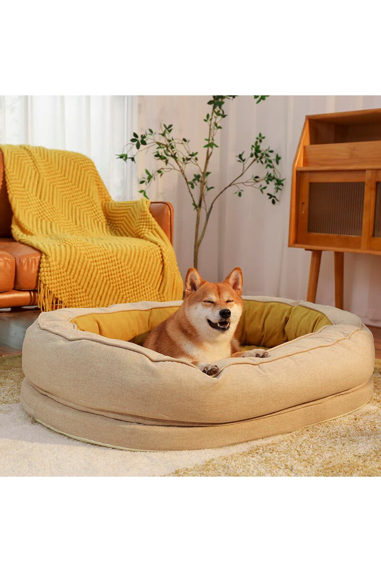 Donut Dog Bed, Alternate, color, Ginkgo Yellow