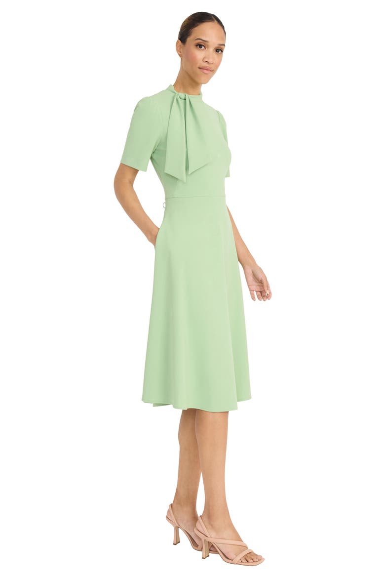 Short Sleeve Necktie Midi Dress, Alternate, color, FAIR GREEN