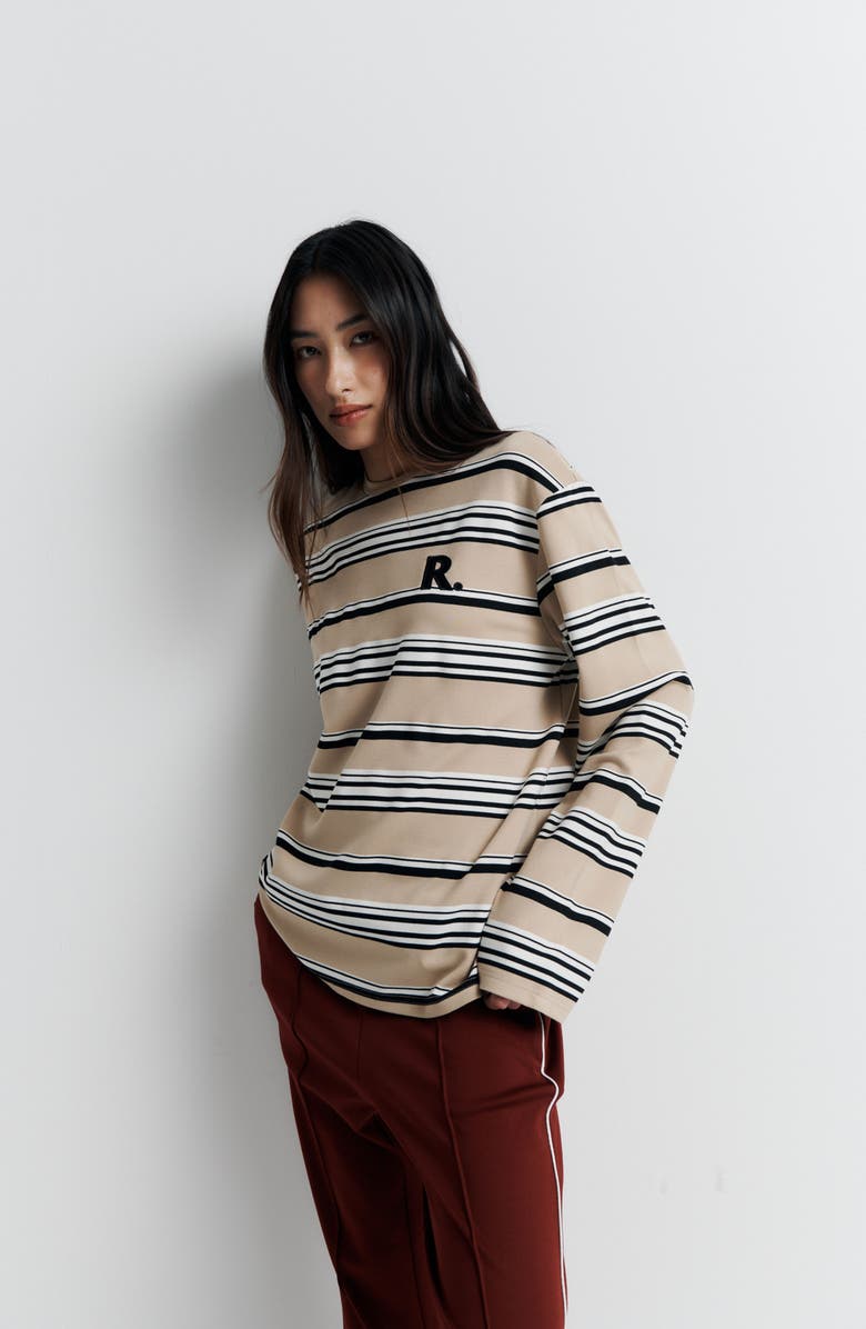 Romy the Brand Varsity Long Sleeve Tee, Alternate, color, Tan Stripe