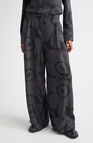 Marimekko Nhtvyys Unikko Pleated Wide Leg Twill Pants