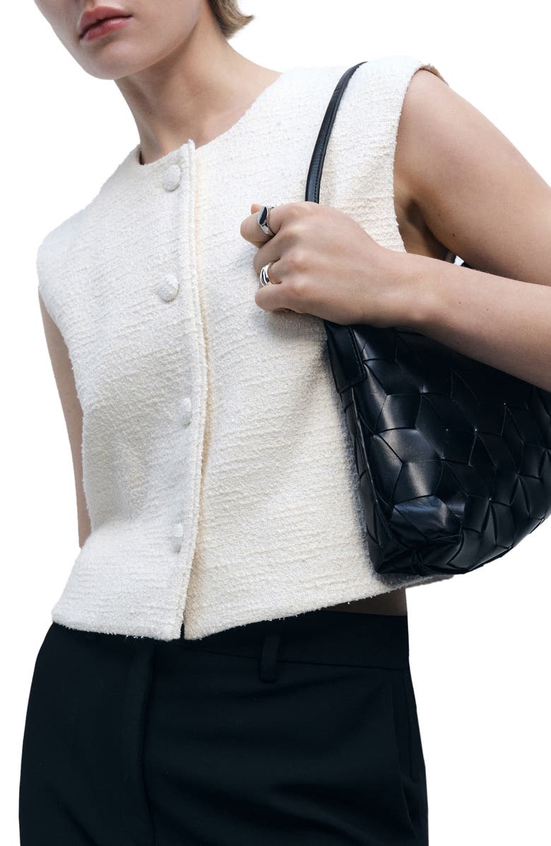 MANGO Tweed Vest, Main, color, Ecru