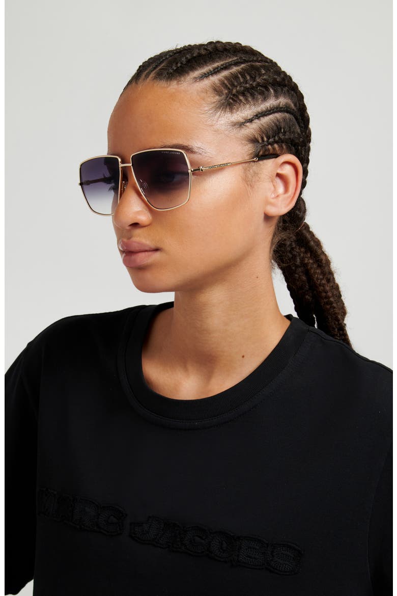 60mm Gradient Square Sunglasses, Alternate, color, GOLD BLACK/ DARK GREY SF