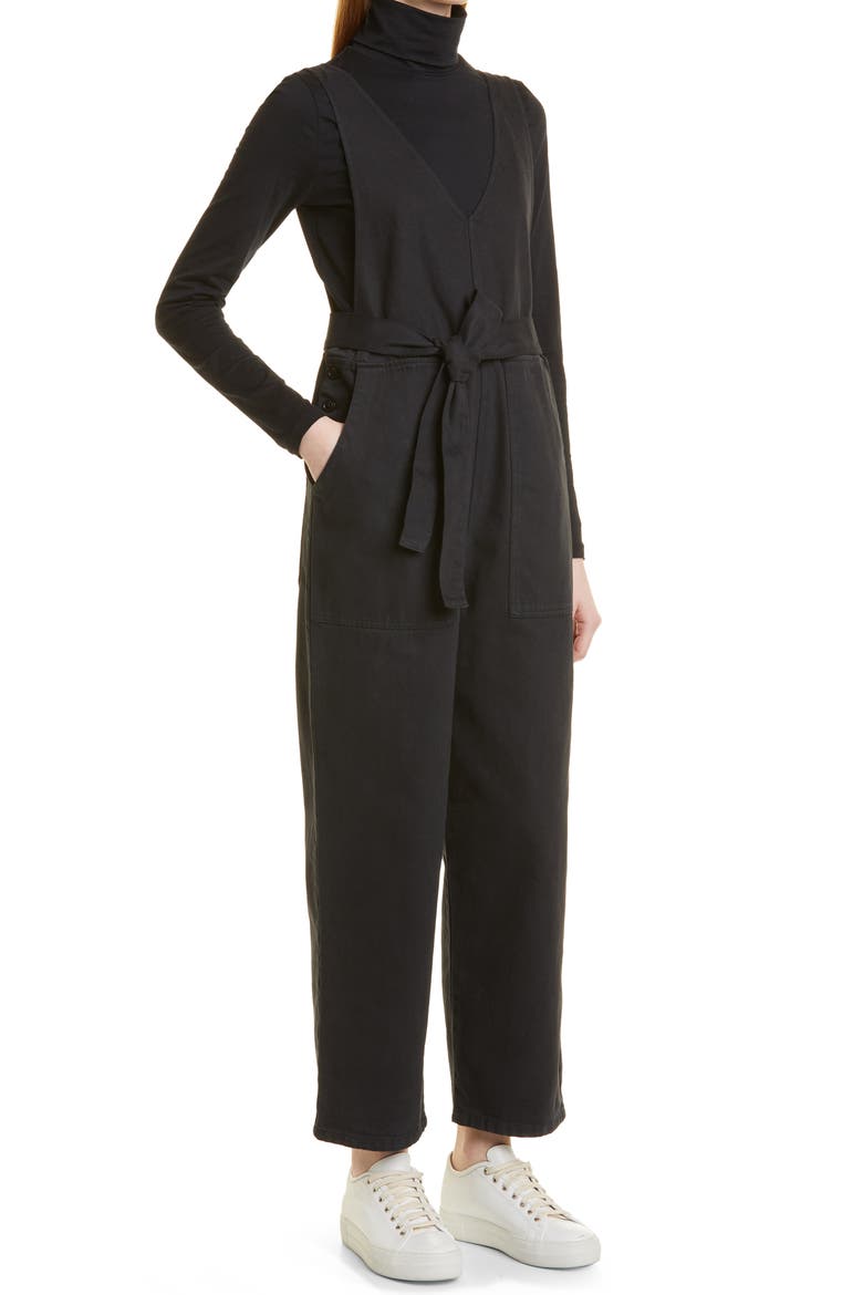 Ollie Denim Overalls, Alternate, color, BLACK